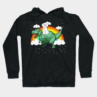 T Rex Dinosaur Riding Westie Dog Hoodie